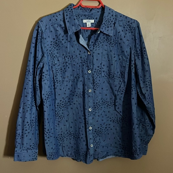 Floral print blouse long sleeve button up - Picture 1 of 5